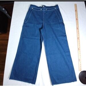 Rag & Bone Seamore Wide Leg Jeans Blue Contrast Stitch Cinch W2604H036BEE 31